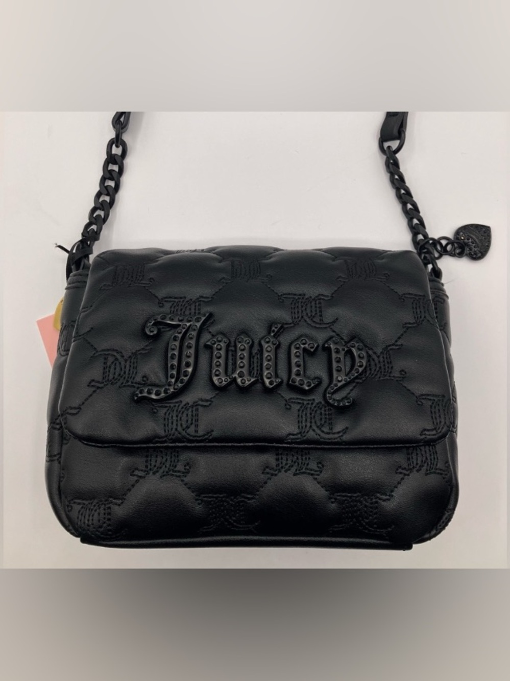 Juicy Couture check vidéo amazing Black Quilted Crossbody RHINESTONES+ Wallet